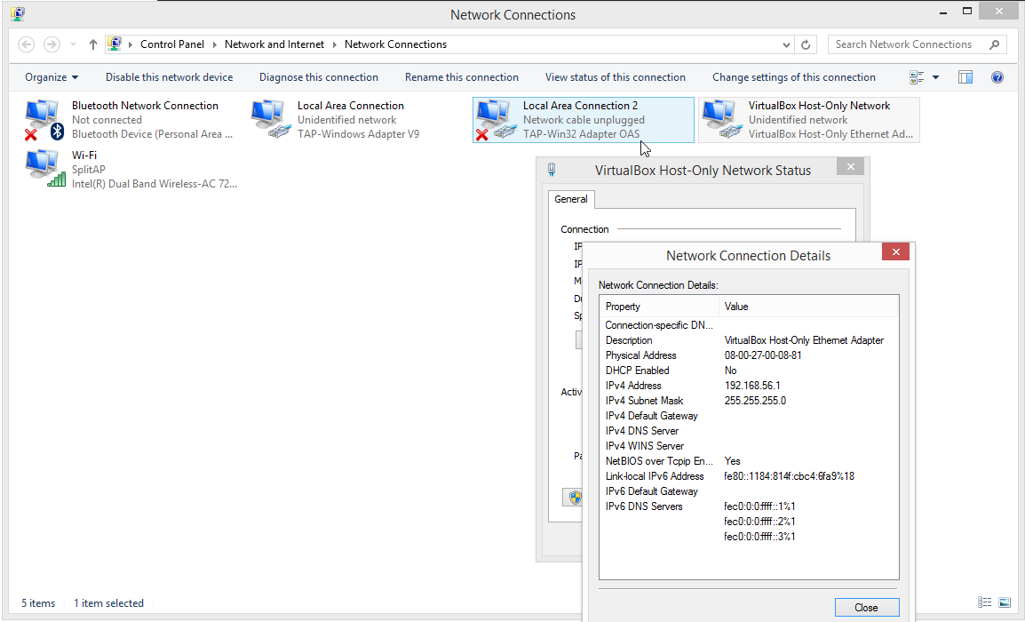 Window Network adapter settings
